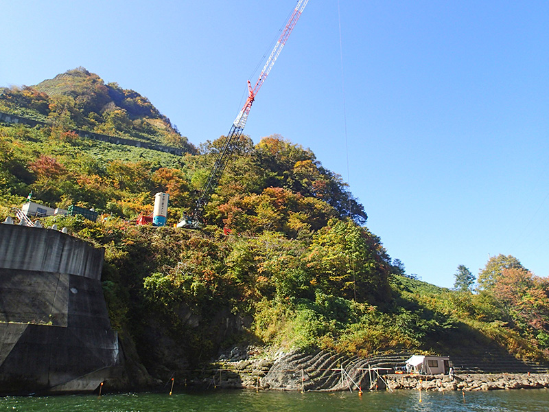 月山ダム下流護岸補修工事